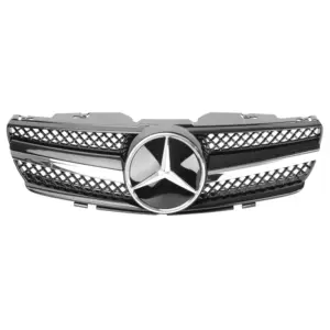 Grill Hoogglans Zwart Chroom Radiatorgrille AMG Look Mercedes SL R230 Pre-Facelift (2001-2006) Grille