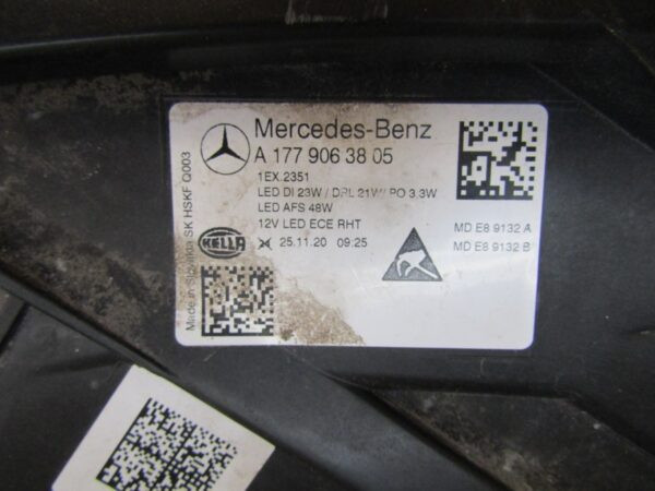 KOPLAMP MERCEDES A-KLASSE W177 LED HIGH PRESTATIES 18-22 RH A1779063805 RECHTS S1344/F20