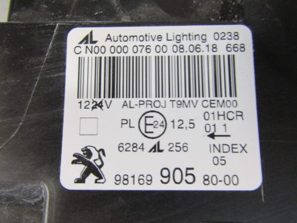 KOPLAMP PEUGEOT 308 T9 FACELIFT 17-21 RH RECHTS 9816990580 S1413/C20