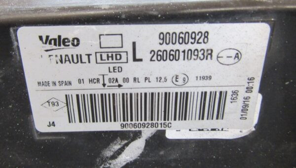 KOPLAMP RENAULT MEGANE 4 IV FULL LED PURE VISION 16-20 LH 260601093R LINKS S1290/K5/ 1C