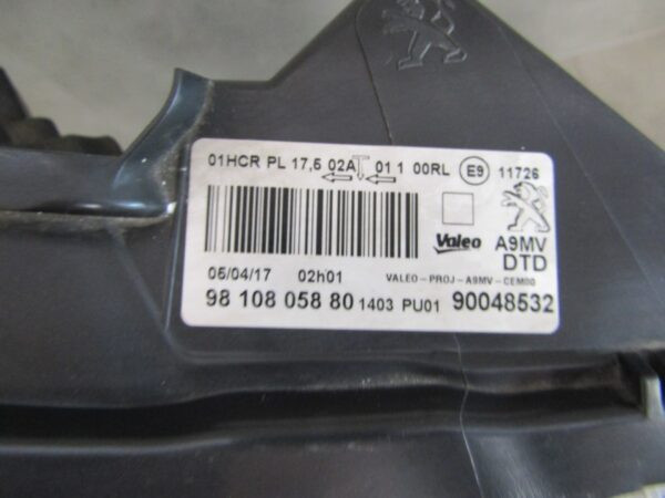Koplamp Peugeot 208 I FACELIFT Standaard Lens + Led 15-19 Rh 9810805880 RECHTS A1389/4K/12F