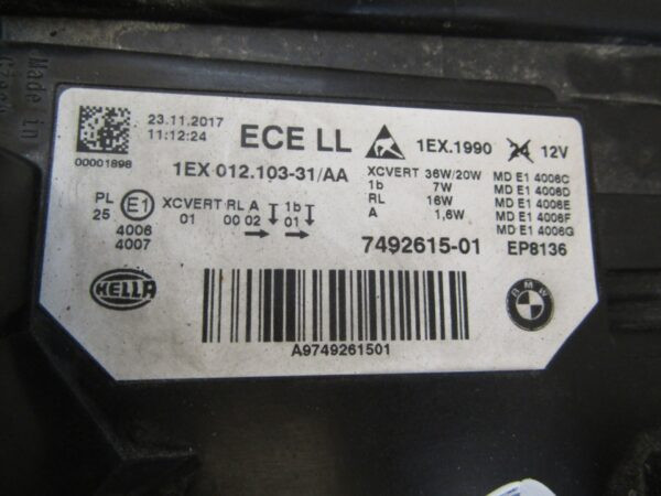 Koplamp BMW 3 SERIE F30 F31 M3 M4 FACELIFT FULL LED ADAPTIVE 15-18 LINKS 7492615 Q1210/K5 6A