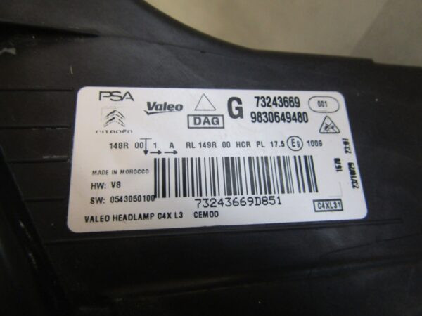 KOPLAMP Citroen C4 III LED Vision LH LINKS 20- 9830649480 Q1282/K5 3A