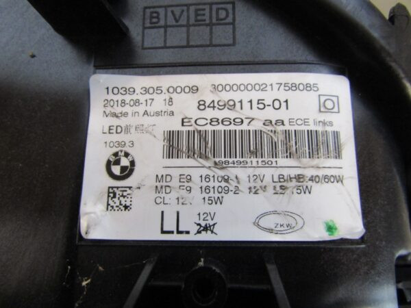 KOPLAMP BMW 5 SERIE G30 G31 LED- 17-20 LH LINKS 8499115 Q1267/K5 14C
