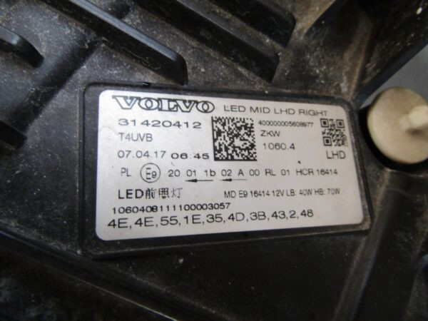 KOPLAMP Volvo XC60 FULL LED MID 17-24 RH RECHTS 31420412 Q1162/D231
