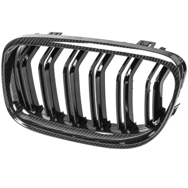 Grill Niergrill carbon look dubbele spijl BMW 3 Serie E90 E91 facelift (2008–2012) Grille