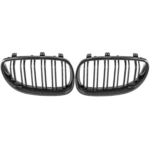Grill Niergrill Carbon Look Dubbele Spijlen BMW 5 Serie E60 E61 (2003–2010) Grille