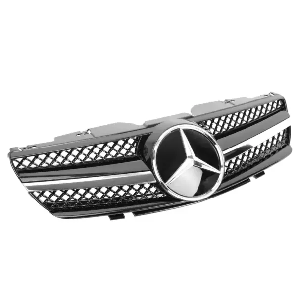Grill Hoogglans Zwart Chroom Radiatorgrille AMG Look Mercedes SL R230 Pre-Facelift (2001-2006) Grille