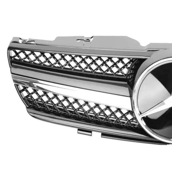 Grill Hoogglans Zwart Chroom Radiatorgrille AMG Look Mercedes SL R230 Pre-Facelift (2001-2006) Grille