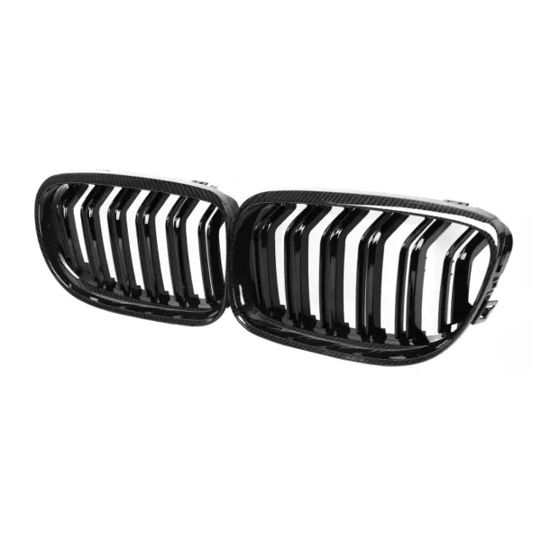 Grill Niergrill carbon look dubbele spijl BMW 3 Serie E90 E91 facelift (2008–2012) Grille