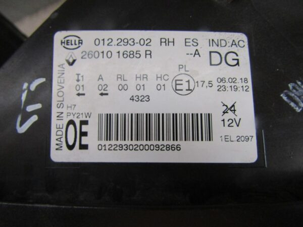 Koplamp Renault Scenic 4 IV 16-22 Standaard Glas Rechts 260101685R A1582/F189