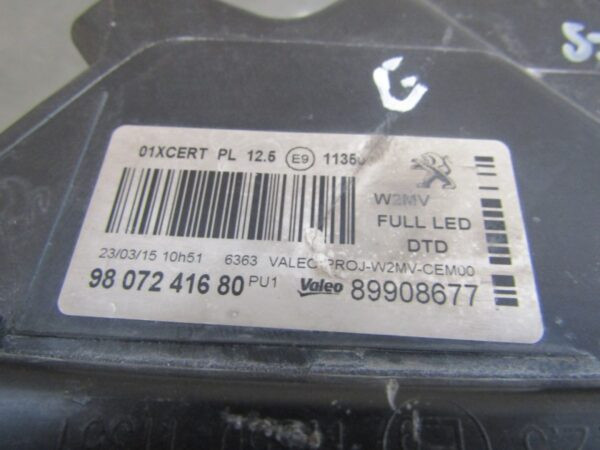 Koplamp Peugeot 508 1 I FACELIFT FULL LED 14-18 RH RECHTS 9807241680 Q1315/B215