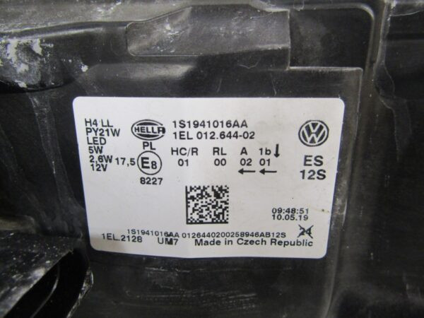 Koplamp  VOLKSWAGEN UP Facelift STANDAARD + LED 16-23 RH Rechts 1S1941016AA S1465/A81