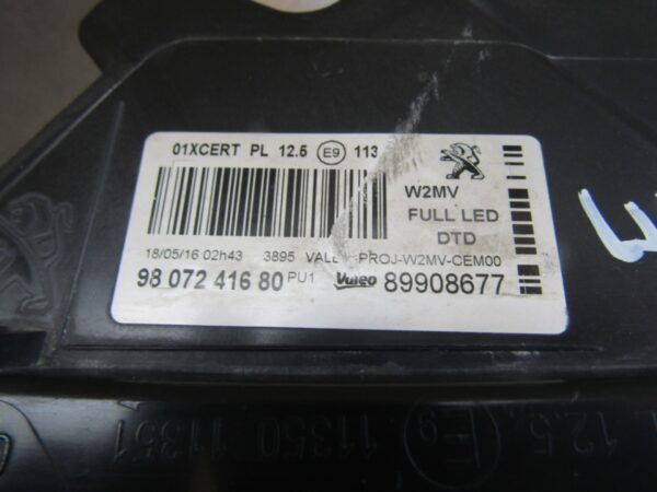 Koplamp Peugeot 508 1 I Facelift FullLED 14-18 RH RECHTS 9807241680 Q1349/K5 14C