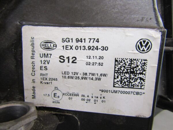 Koplamp Volkswagen Golf 7 VII Facelift Full LED 16-20 RH Rechts 5G1941774 Q1365/B134