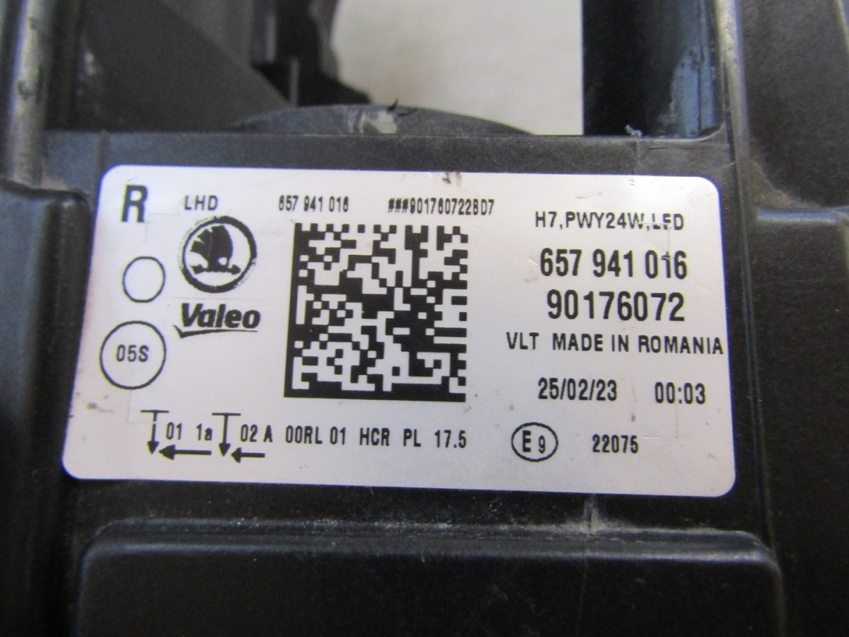 Koplamp SKODA SCALA LED Rechts 657941016 19- Z100/K3/15A