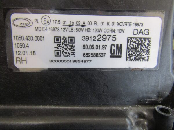 Koplamp OPEL INSIGNIA B FULL LED LUX 17-20 RH Rechts 39122975 Z47/K3/2A
