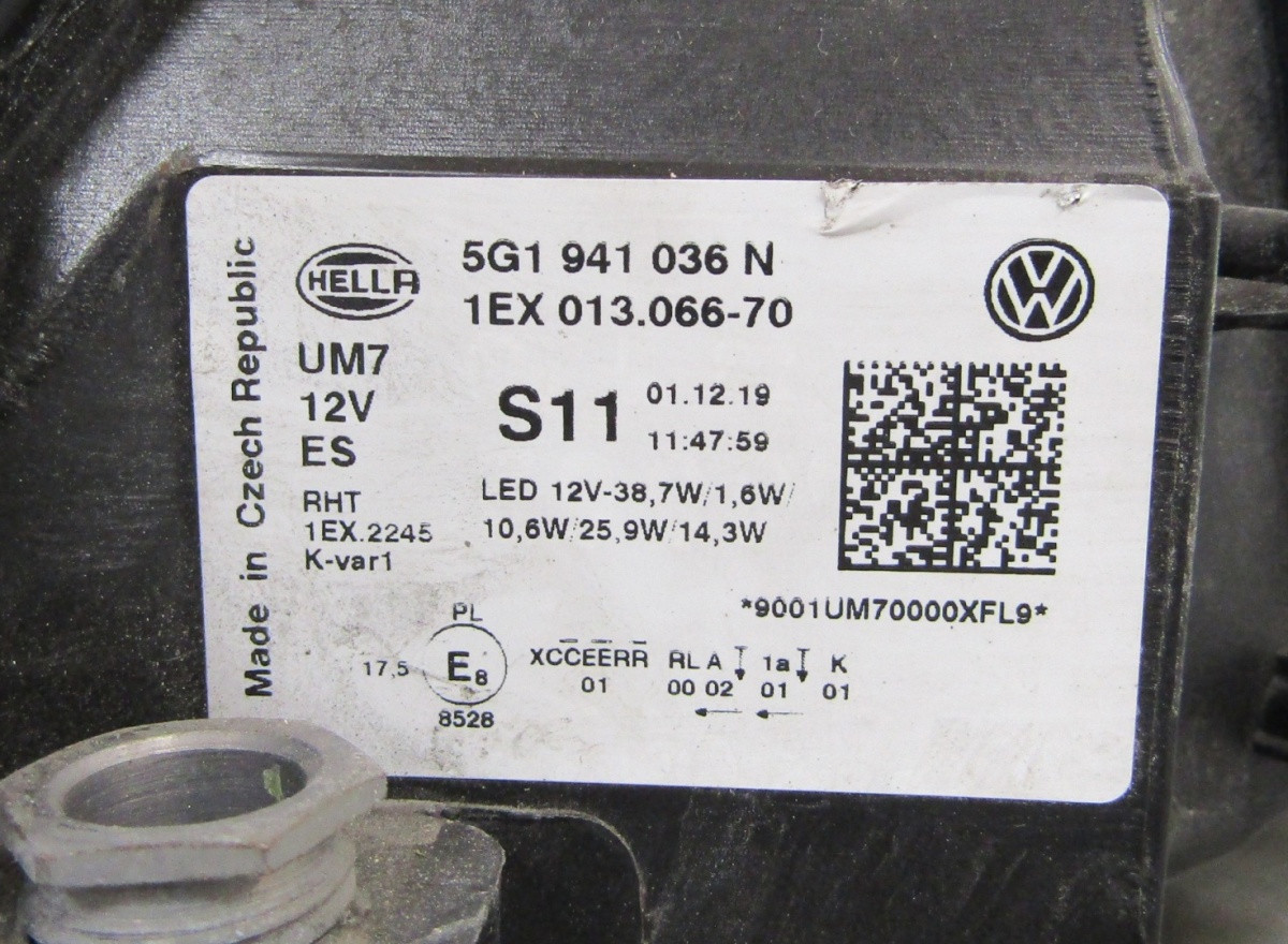 Koplamp Volkswagen Golf 7 VII GTE Facelift Full LED 16-20 Rechts 5G1941036N S1642/K3/8F