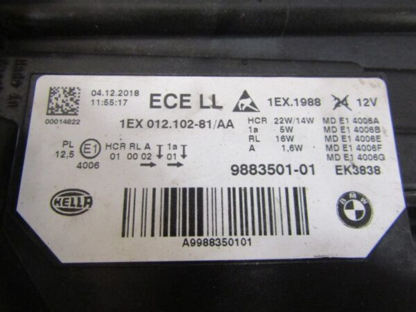 Koplamp BMW F30 F31 Volledige LED LH Links 9883501-01 15-18 Z76/K3/9A