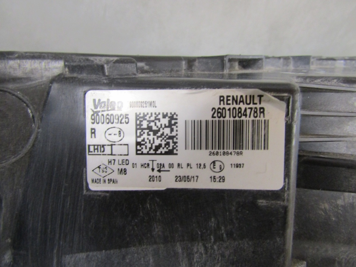 Koplamp Renault Megane IV 4 Standaard LED-Lens 16-20 RH 260108478R S1685/K3/11C