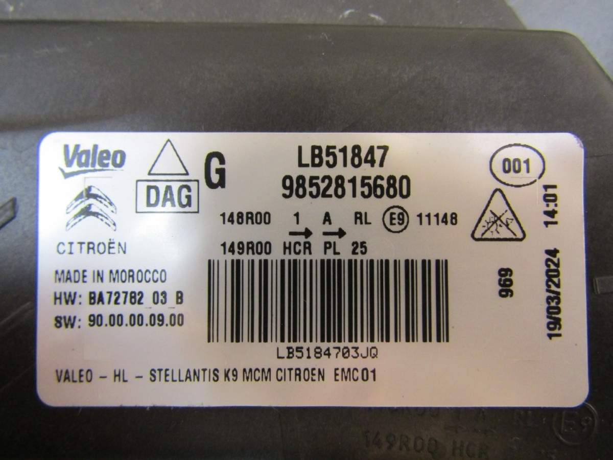 Koplamp CITROEN BERLINGO FULL LED LH Links 9852815680 24- Z97/K3/14A