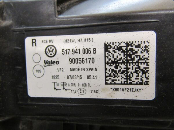 Koplamp Volkswagen Sportsvan 517 STANDAARD 14-18 RH Rechts 517941006B Q1433/K3 5G
