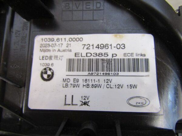 Koplamp BMW 5 G30 G31 Adaptieve Volledige LED-17-20 RH Rechts 7214961 Q1417/K3 3B