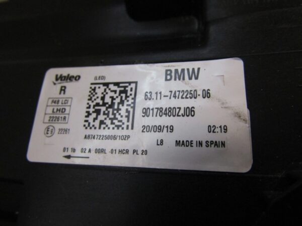 Koplamp BMW X1 F48 Facelift LCI FULL LED-19-22 RH Rechts 6311 7472250 Q1413/K3 2F