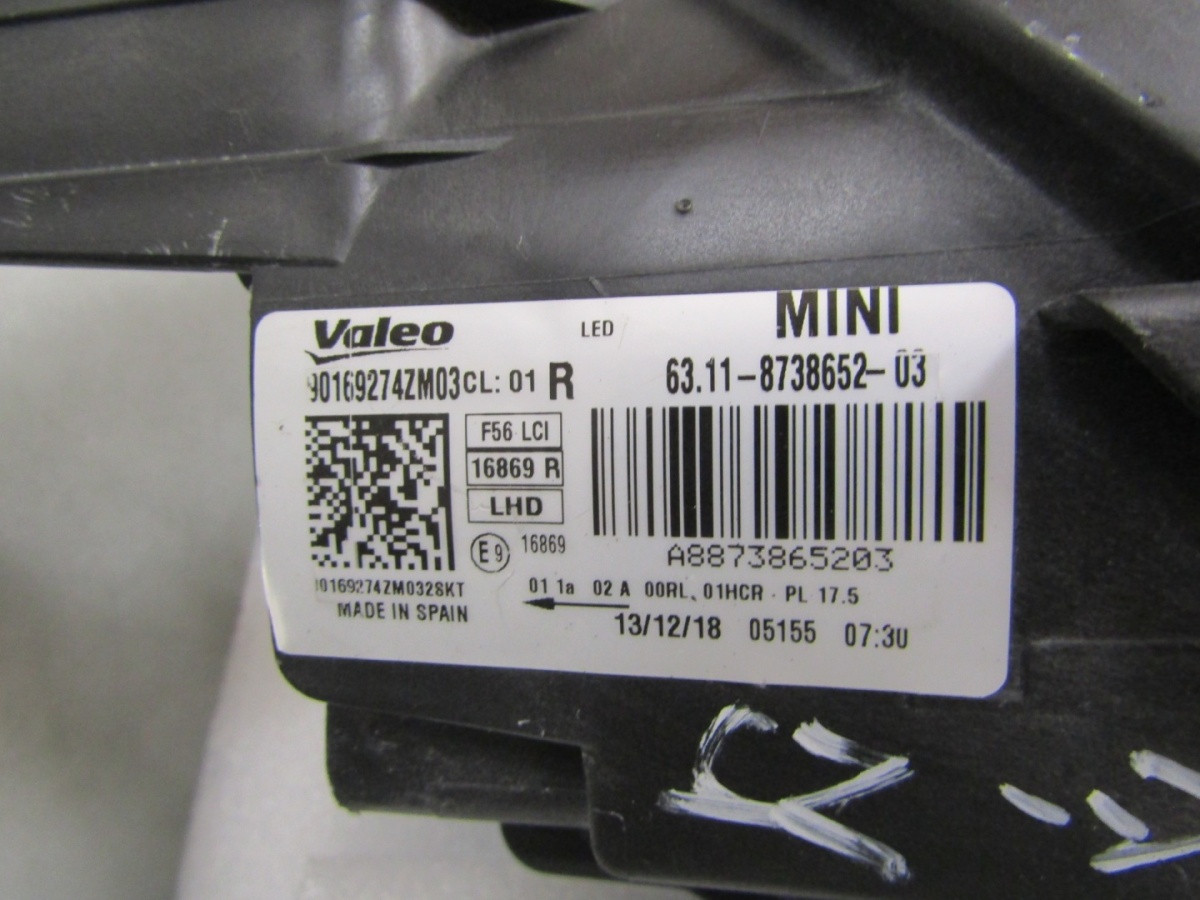 Koplamp Mini Cooper F55 F56 F57 Facelift FULL LED 21- RH Rechts 8738652 Q1496/K3 10B