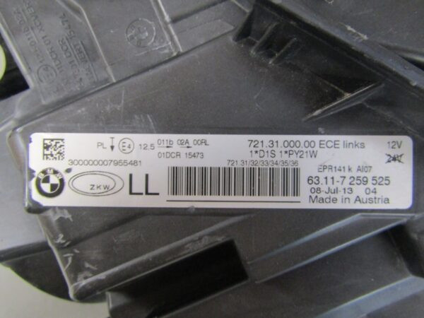 Koplamp BMW 3 F30 F31 NIET-DRIVEREND XENON 11-15 LH Links 7259525 Q1449/K3 5B
