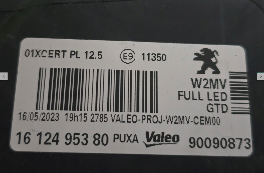 Koplamp PEUGEOT 508 FACELIFT FULL LED FRONT LAMP 1612495380