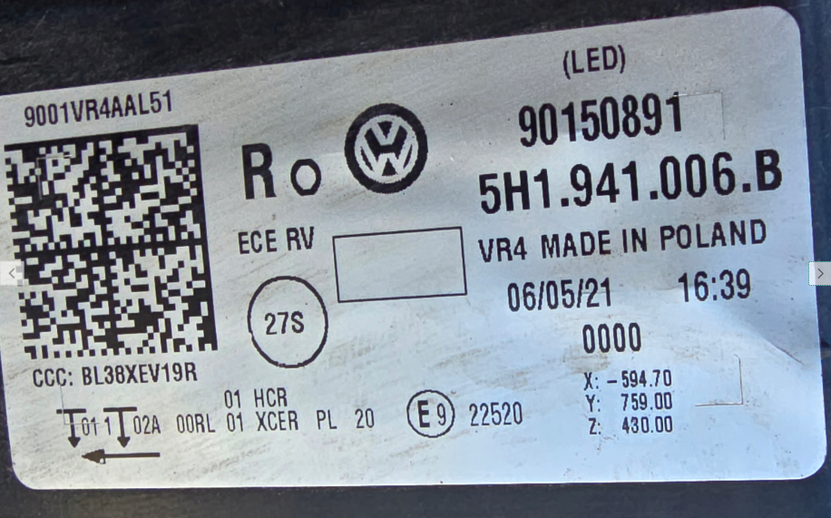 Koplamp Volkswagen GOLF 8 VIII 5H1 FULL LED FRONT LAMP 5H1.941.006.B