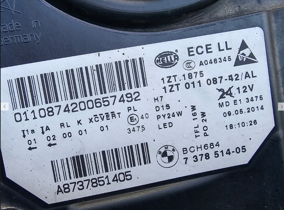 Koplamp BMW 5 V F10 F11 LIFT BI-XENON TURNING FRONT LAMP 1ZT011087-42/AL