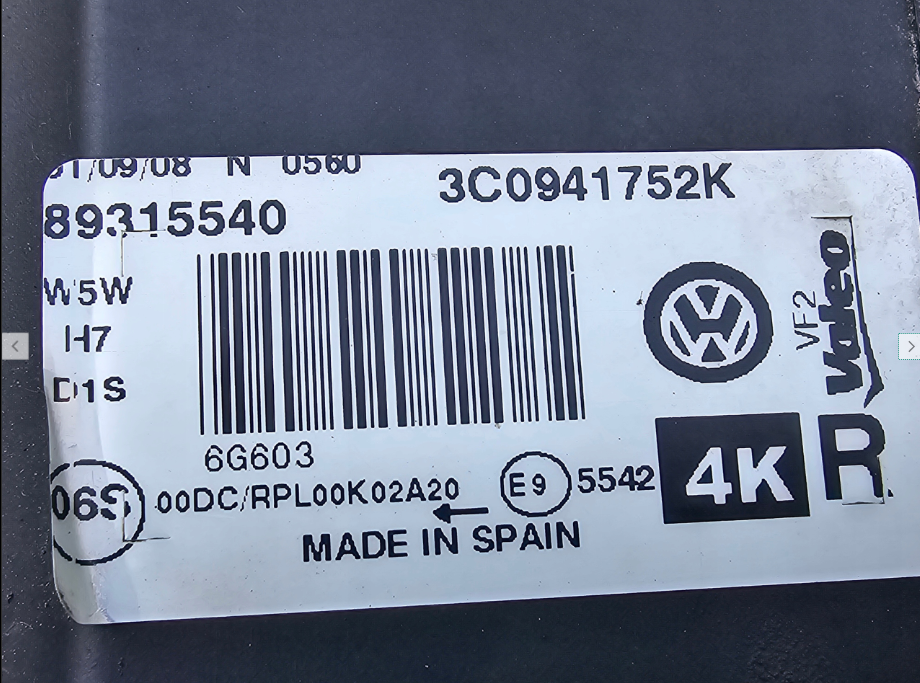 Koplamp Volkswagen PASSAT B6 FACELIFT XENON TURNING FRONT LAMP KIT 3C0941752K