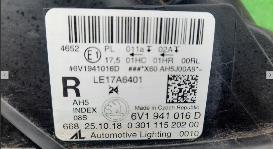 Koplamp SKODA FABIA 3 III 6V1 FACELIFT H7+ LED FRONT LAMP 6V1941016D