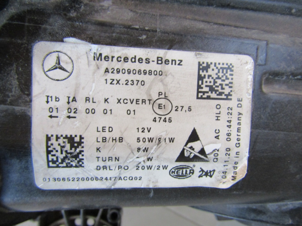 Koplamp MERCEDES AMG GT W290 Full LED Multibeam Rechts 18- A2909069800 A919/F47