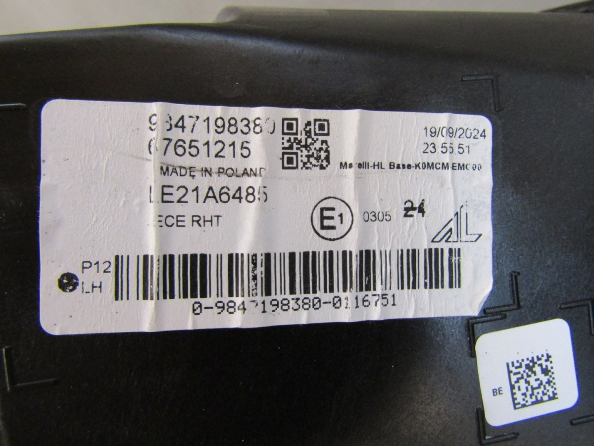 Koplamp Expert III Jumpy III Proace II Facelift LH Links 24- 9847198380 Z165/K3/4A