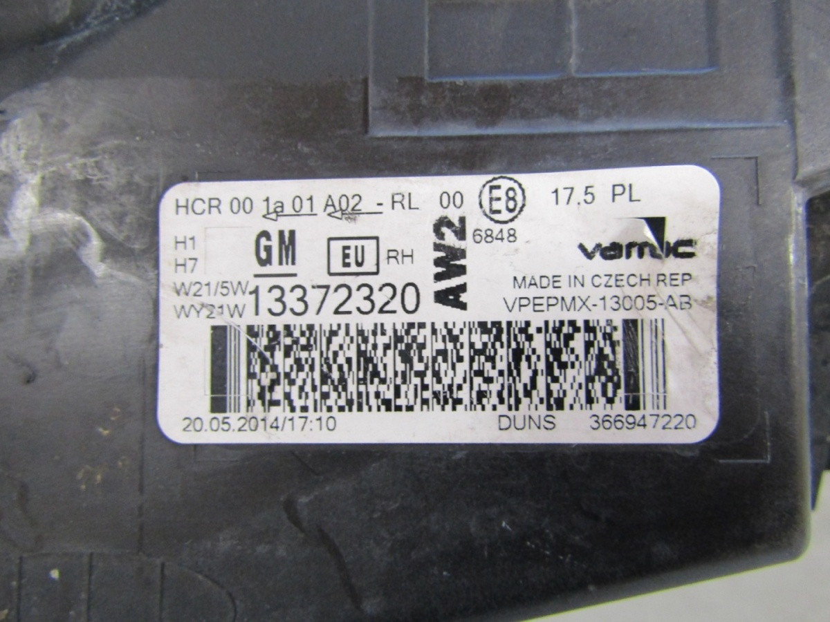 Koplamp OPEL MERIVA B Facelift STANDARD 13-17 RH RECHTS 13372320 Z161/K3/3C