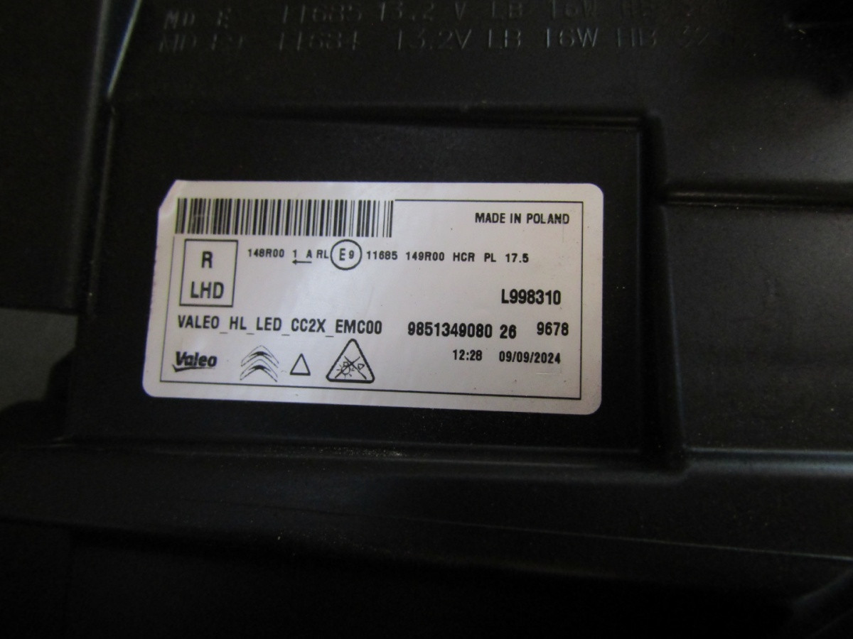 KOPLAMP CITROEN E-C3 C3 C3 AIRCROSS IV 4 LED 24- RH 9851349080 A958/E10