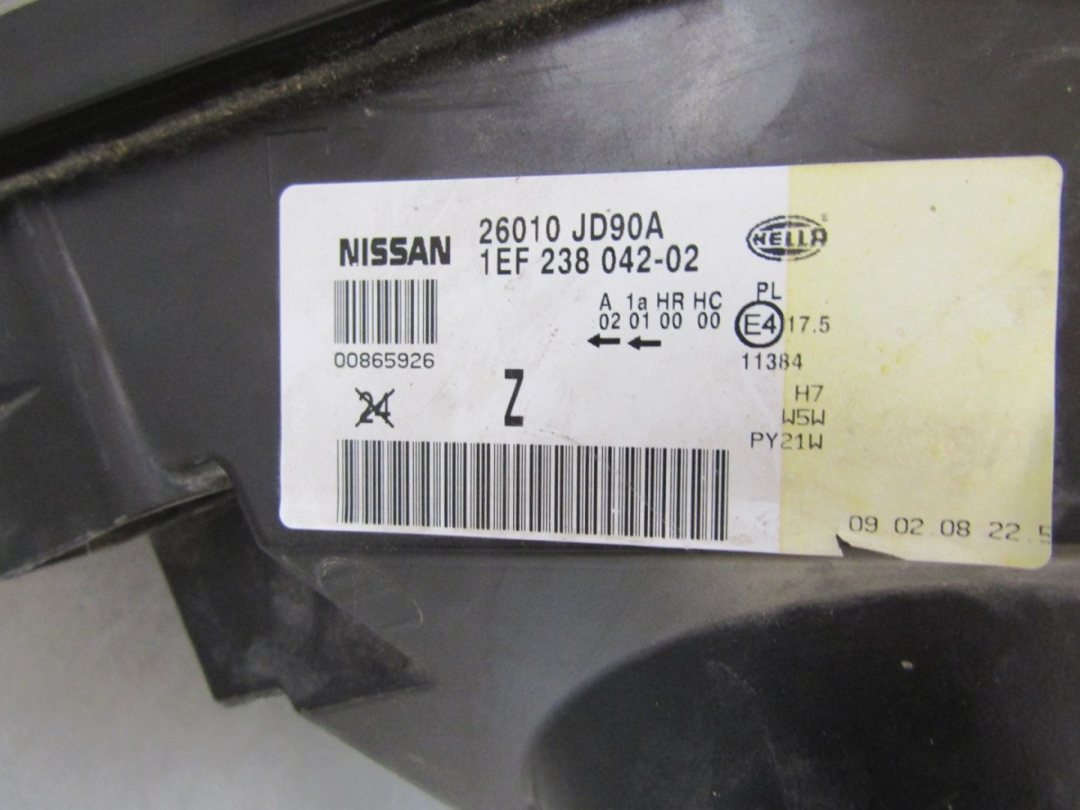 KOPLAMP NISSAN QASHQAI I STANDAARD RECHTS 06-09 26010JD90A A1144/4K/15E