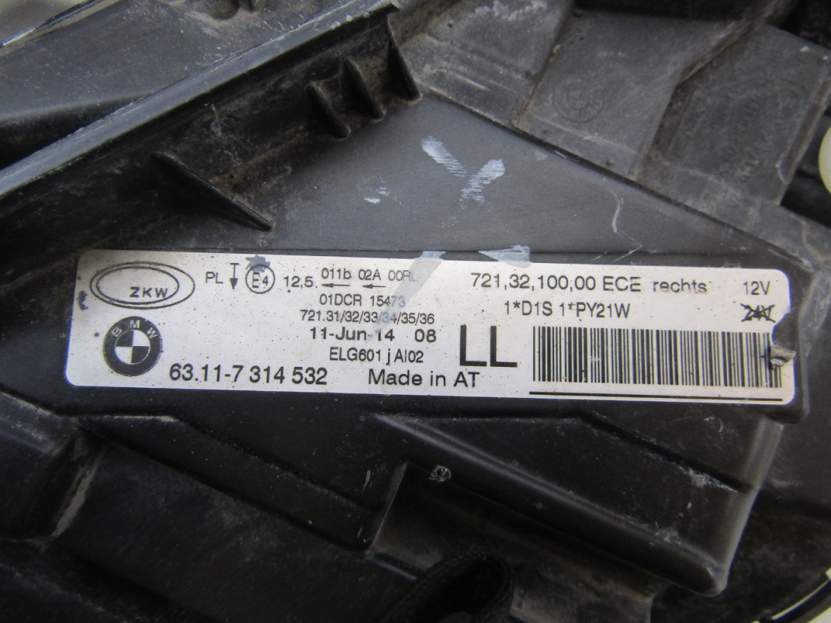 Koplamp BMW 3 F30 F31 NIET-DRAAIEN XENON 11-15 RH 6311 7314532 Q491/B167