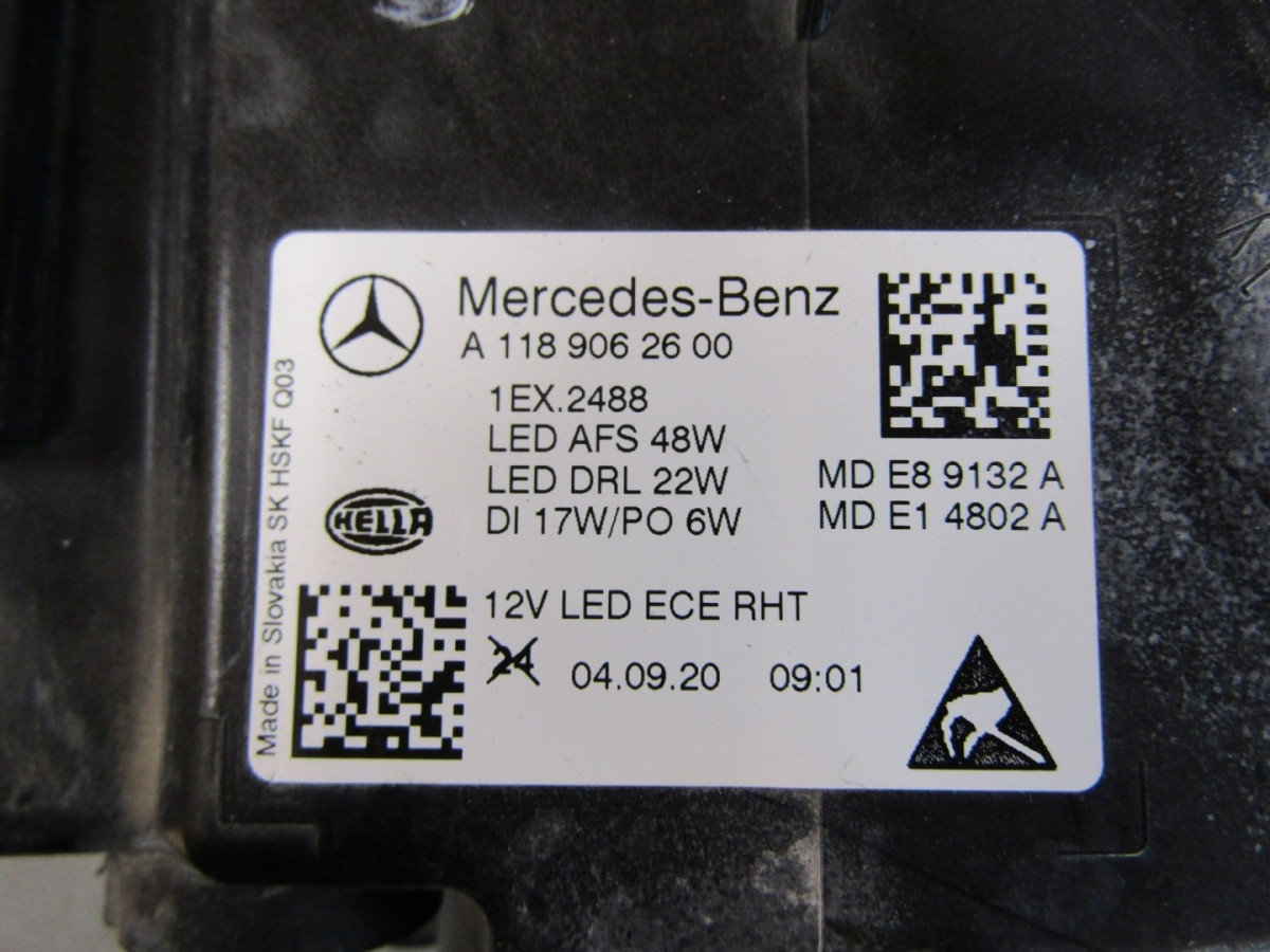 Koplamp Mercedes CLA W118 LED HIGH PERFORMANCE 19-23 RH A1189062600 Q1609/K4 11C
