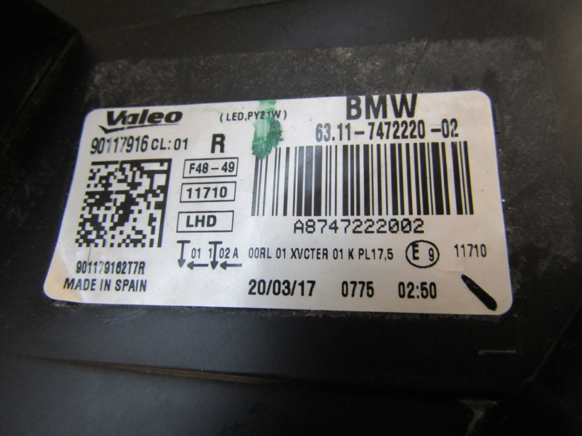 Koplamp BMW X1 F48 FULL LED 15-19 RH RECHTS 7472220 Q1628/K3 14G