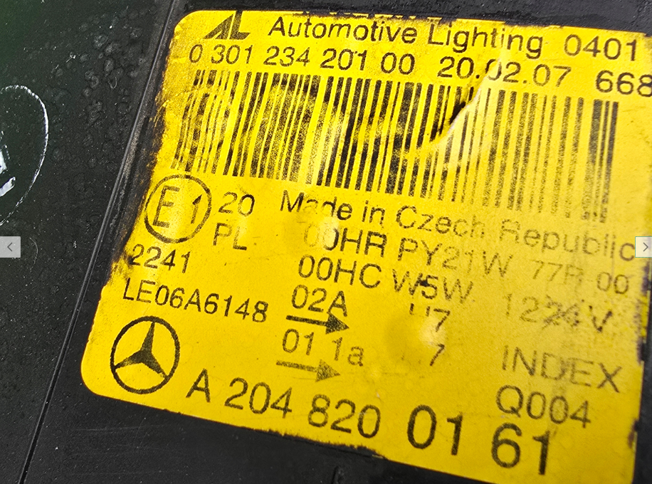 Koplamp MERCEDES C-KLASSE W204 HEADLAMP LENS A2048200161 LEFT RIGHT