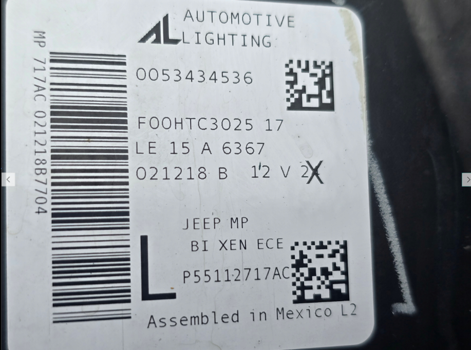 Koplamp JEEP COMPASS 2 II BI-XENON HEADLAMP P55112717AC