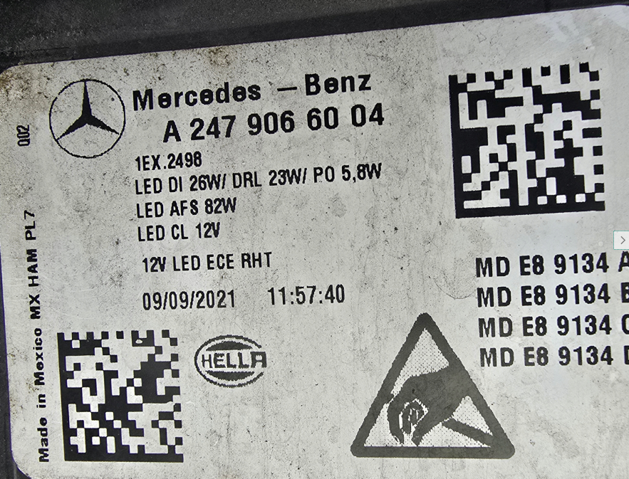 Koplamp MERCEDES GLB W247 FULL LED HEADLAMP A2479066004