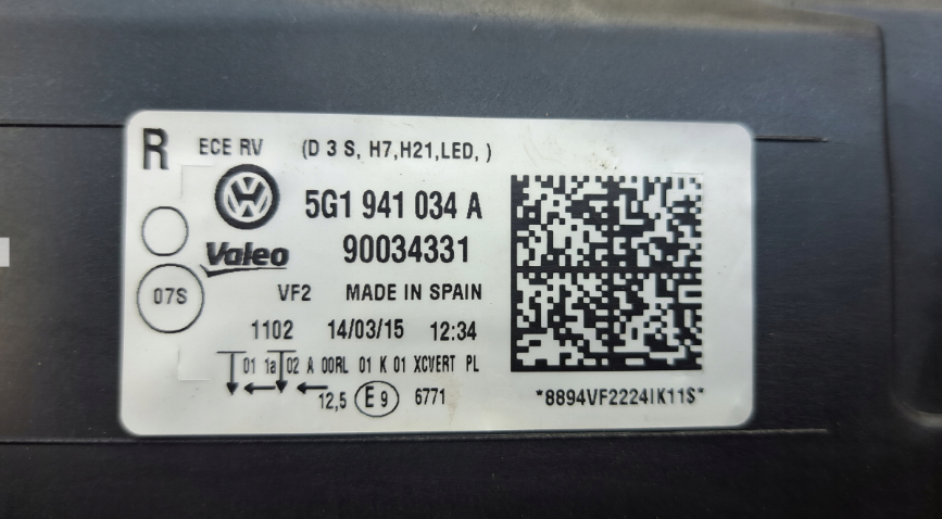 Koplamp Volkswagen GOLF 7 VII GTI 5G1 BI-XENON TURNING FRONT LAMP