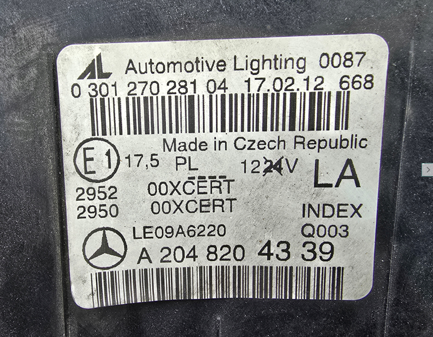 Koplamp MERCEDES C-FACELIFT W204 facelift BI-XENON TURNING FRONT LAMP A2048204339