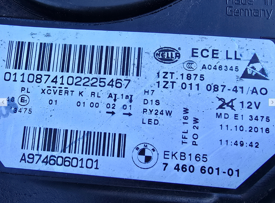 Koplamp BMW 5 V F10 F11 FACELIFT BI-XENON TURNING FRONT LAMP KIT 1ZT011087-41/AO