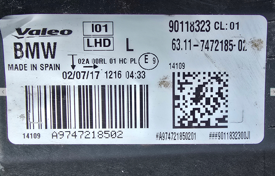 Koplamp BMW I3 FULL LED HEADLAMP 63.11-7472185-02